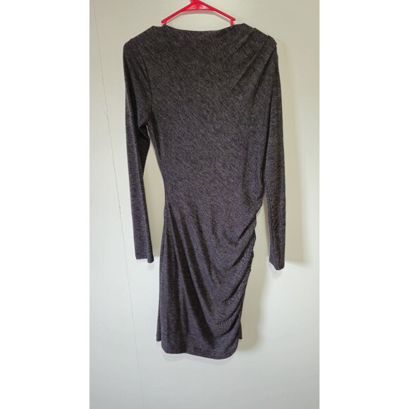 Banana Republic Bodycon Dress Womens Med Charcoal Gray Ruched Long Sleeve Knit - Picture 4 of 12